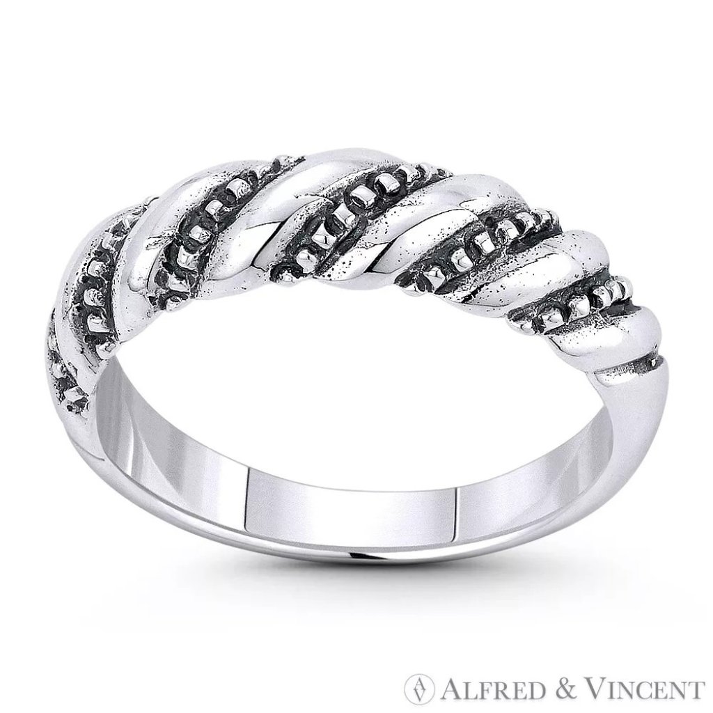 25mm To 47mm Twist-Rope Spiral Right Hand Ring In 925 Sterling Silver Size 8 21$
